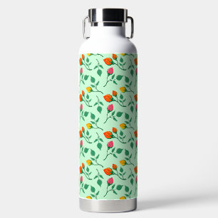 Floral pattern with colored rose flowers water bottle