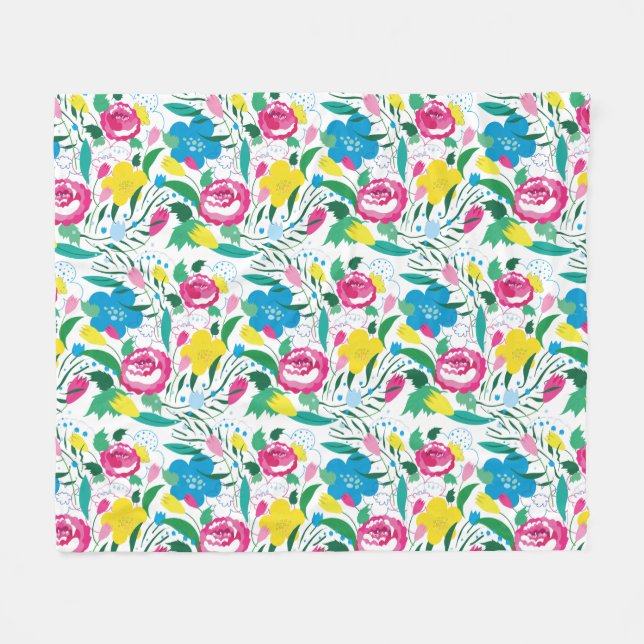 Floral pattern with colorful bouquet. fleece blanket (Front (Horizontal))