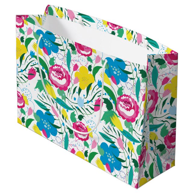 Floral pattern with colorful bouquet. large gift bag (Back Angled)