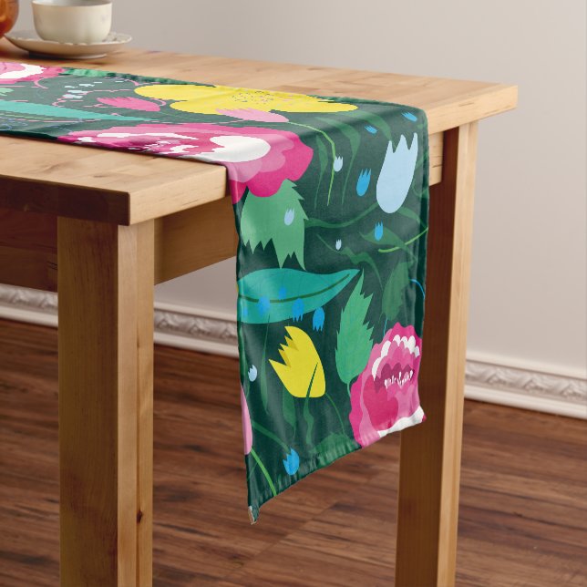 Floral pattern with colorful bouquet. long table runner (In Situ)
