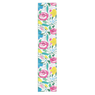Floral pattern with colorful bouquet. short table runner