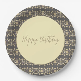 Floral Pattern With Cream And taupe Paper Plates