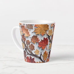 Floral pattern with fallen leaves 5 - Latte Mug