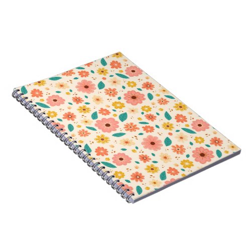 Floral pattern with flowers and leaves notebook