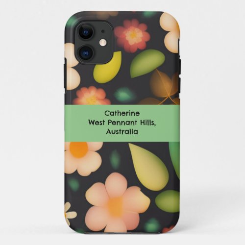 Floral pattern with orange and yellow flowers iPhone 11 case