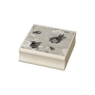 Floral pattern with pink red and purple roses rubber stamp