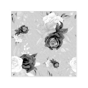 Floral pattern with pink red and purple roses self-inking stamp