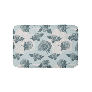 Floral pattern with rose bathroom mat