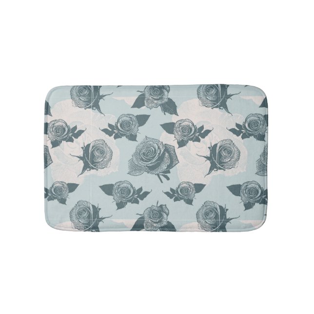 Floral pattern with rose bathroom mat (Front)