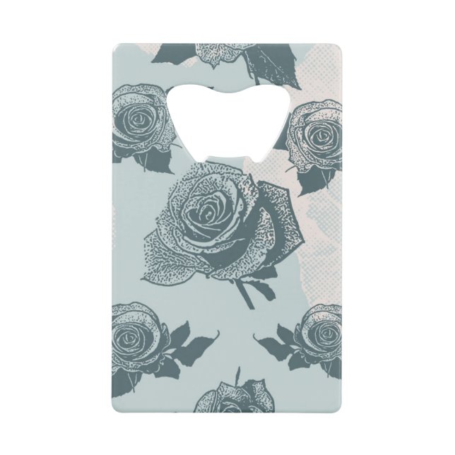 Floral pattern with rose credit card bottle opener (Front)