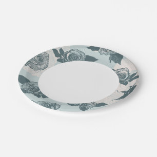 Floral pattern with rose paper plates