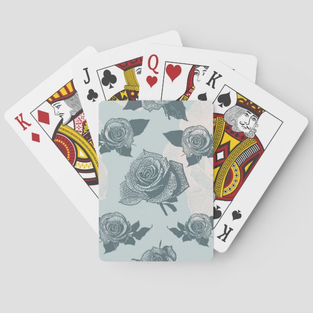 Floral pattern with rose poker cards (Back)
