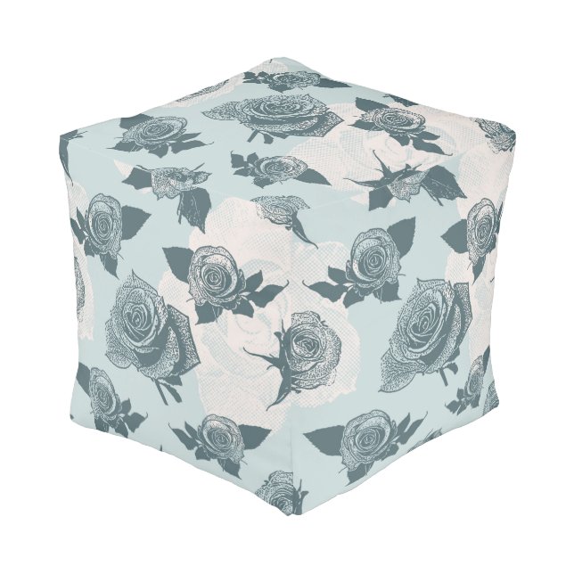Floral pattern with rose pouf (Angled Front)
