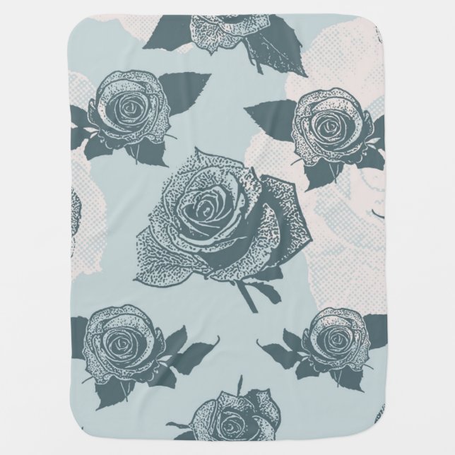 Floral pattern with rose receiving blanket (Front)