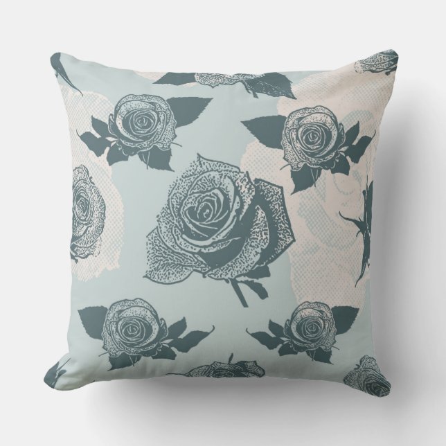 Floral pattern with rose throw pillow (Front)