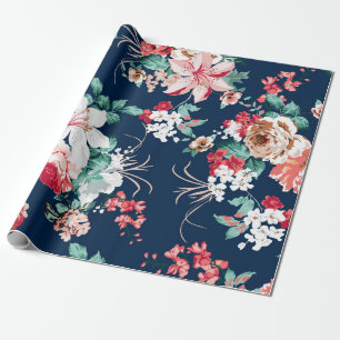 Floral pattern with roses and small flowers with v wrapping paper