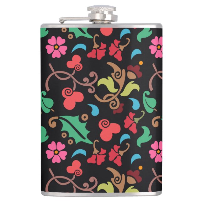 Floral Pattern With Smooth Color Background-45673 Flask (Front)