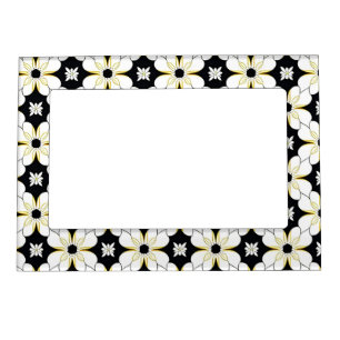 Floral Pattern with White and Yellow Flower Magnetic Frame