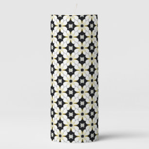 Floral Pattern with White and Yellow Flower Pillar Candle