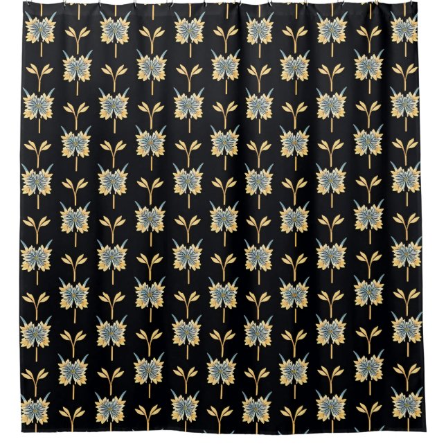 Floral Pattern With Yellow Flowers Shower Curtain (Front)