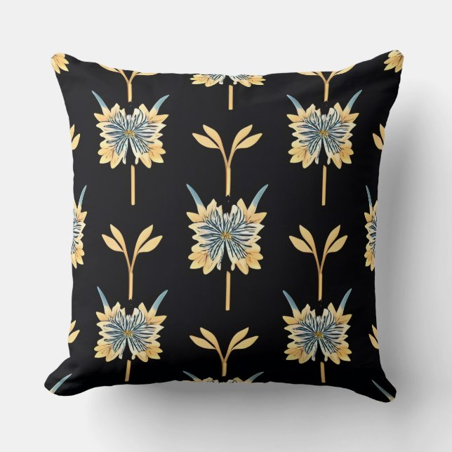 Floral Pattern With Yellow Flowers Throw Pillow (Front)