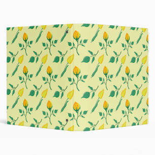 Floral pattern with yellow rose and tulip flowers 3 ring binder