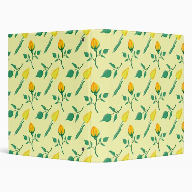 Floral pattern with yellow rose and tulip flowers 3 ring binder (Background)