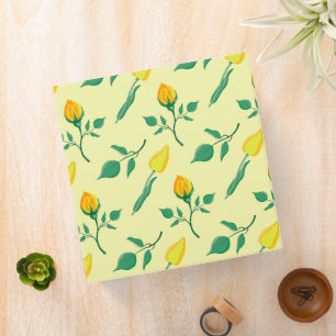 Floral pattern with yellow rose and tulip flowers 3 ring binder