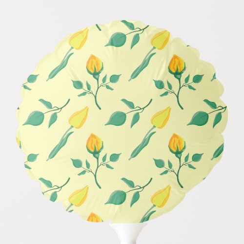 Floral pattern with yellow rose and tulip flowers balloon
