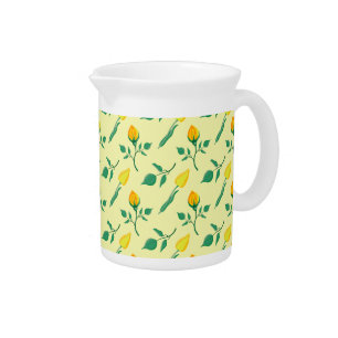 Floral pattern with yellow rose and tulip flowers beverage pitcher