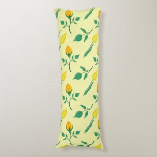 Floral pattern with yellow rose and tulip flowers body pillow
