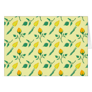 Floral pattern with yellow rose and tulip flowers cards