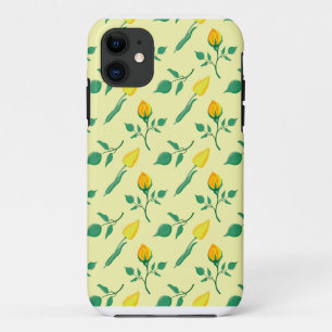 Floral pattern with yellow rose and tulip flowers iPhone 11 case