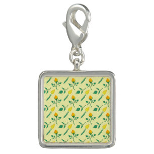Floral pattern with yellow rose and tulip flowers charm