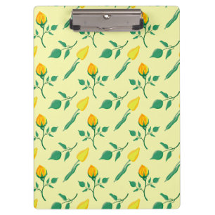 Floral pattern with yellow rose and tulip flowers clipboard