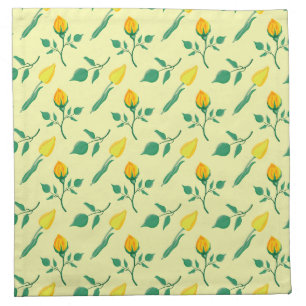 Floral pattern with yellow rose and tulip flowers cloth napkin