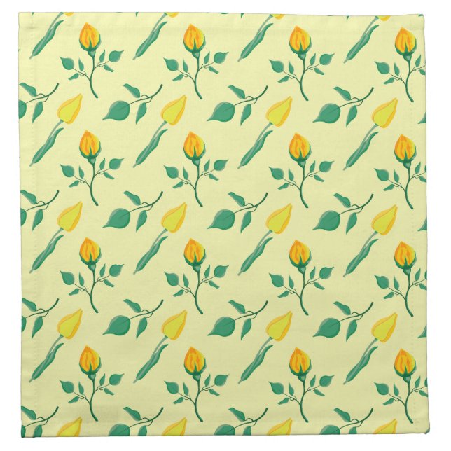 Floral pattern with yellow rose and tulip flowers cloth napkin (Front)