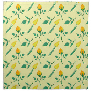Floral pattern with yellow rose and tulip flowers cloth napkin