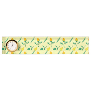 Floral pattern with yellow rose and tulip flowers desk name plate