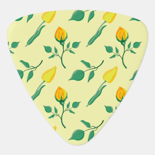 Floral pattern with yellow rose and tulip flowers guitar pick
