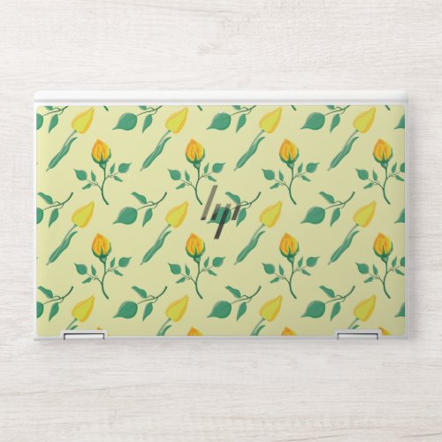 Floral pattern with yellow rose and tulip flowers HP laptop skin