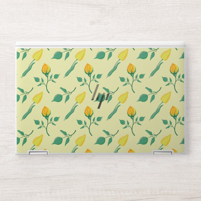 Floral pattern with yellow rose and tulip flowers HP laptop skin (Front)