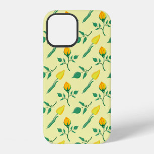 Floral pattern with yellow rose and tulip flowers iPhone 12 case