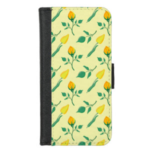 Floral pattern with yellow rose and tulip flowers iPhone 8/7 wallet case