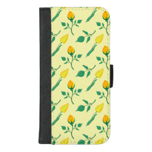 Floral pattern with yellow rose and tulip flowers iPhone 8/7 plus wallet case