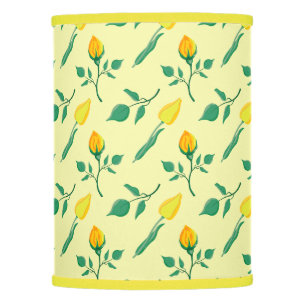 Floral pattern with yellow rose and tulip flowers lamp shade