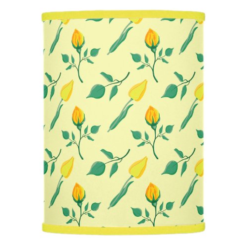 Floral pattern with yellow rose and tulip flowers lamp shade