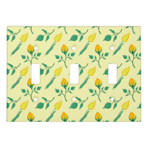 Floral pattern with yellow rose and tulip flowers light switch cover
