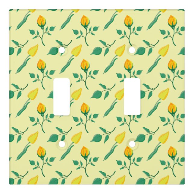 Floral pattern with yellow rose and tulip flowers light switch cover (Front)