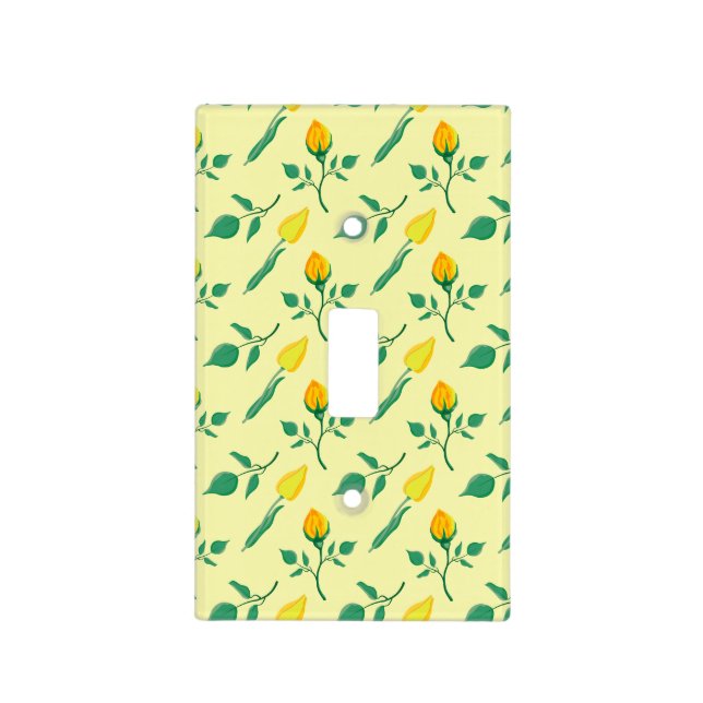 Floral pattern with yellow rose and tulip flowers light switch cover (Front)